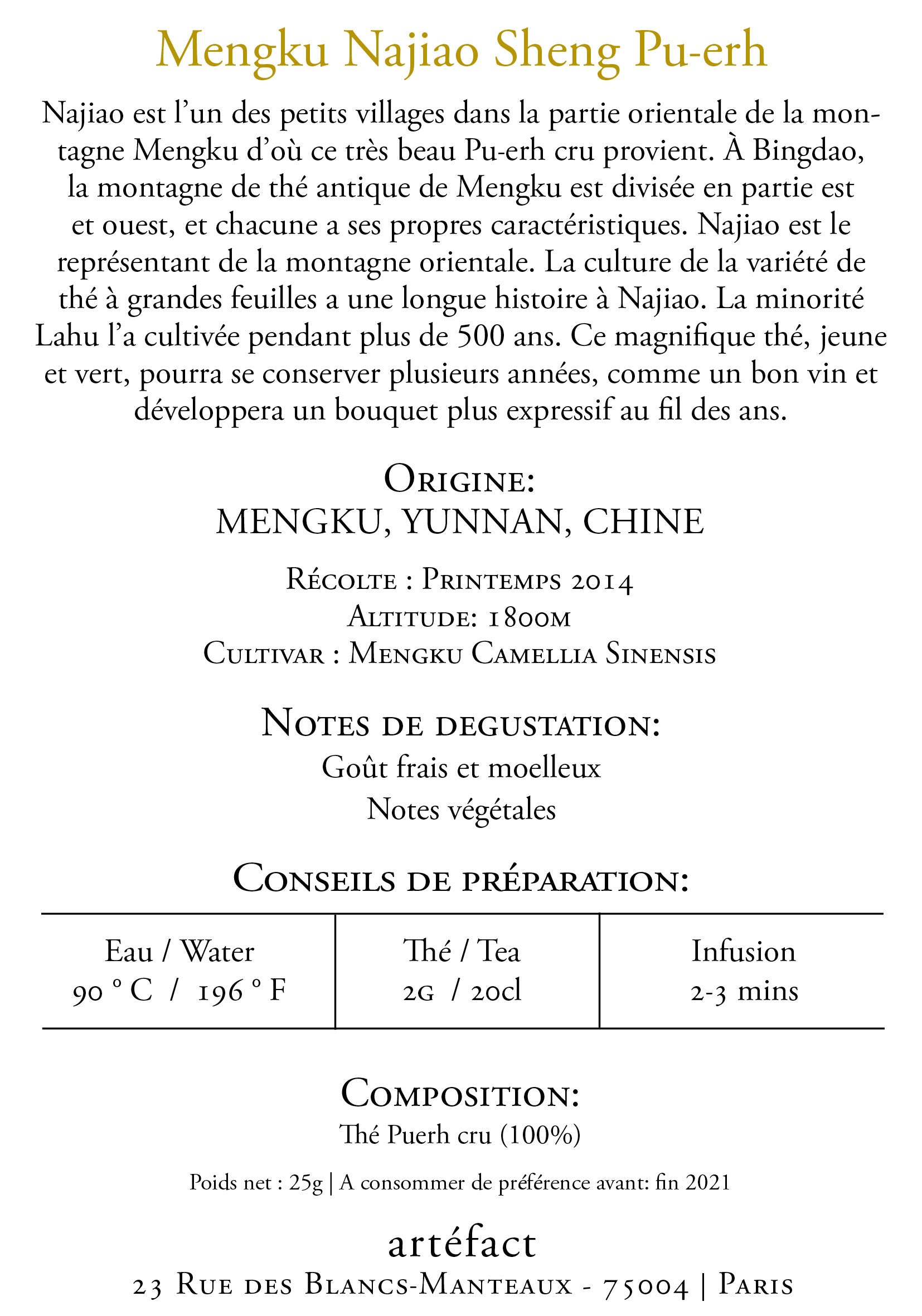 Mengku Najiao Sheng Pu-erh 2014