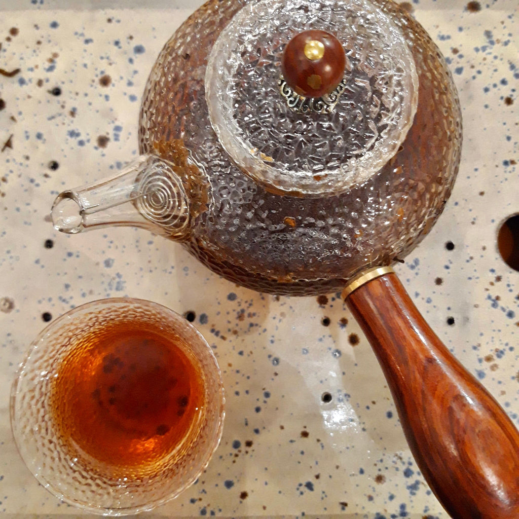Théiere en verre martelée avec anse en bois | 250ml